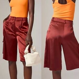 Anthropologie Hutch Satin Cargo Shorts